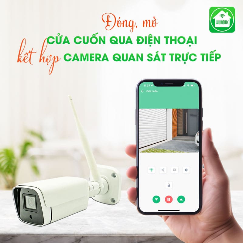 Combo Công Tắc Cửa Cuốn Datic Màu Đen Kết Hợp Camera Icat Outdoor 2