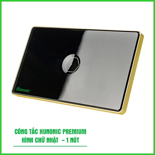 Công Tắc Hunonic Premium Hình Chữ Nhật Viền Vàng 7