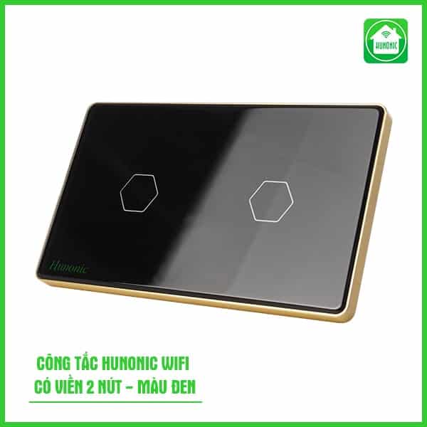 Công Tắc Cảm Ứng Wifi Hunonic Hình Chữ Nhật Viền Vàng 3