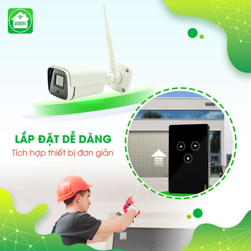 Combo Công Tắc Cửa Cuốn Datic Màu Đen Kết Hợp Camera Icat Outdoor 3
