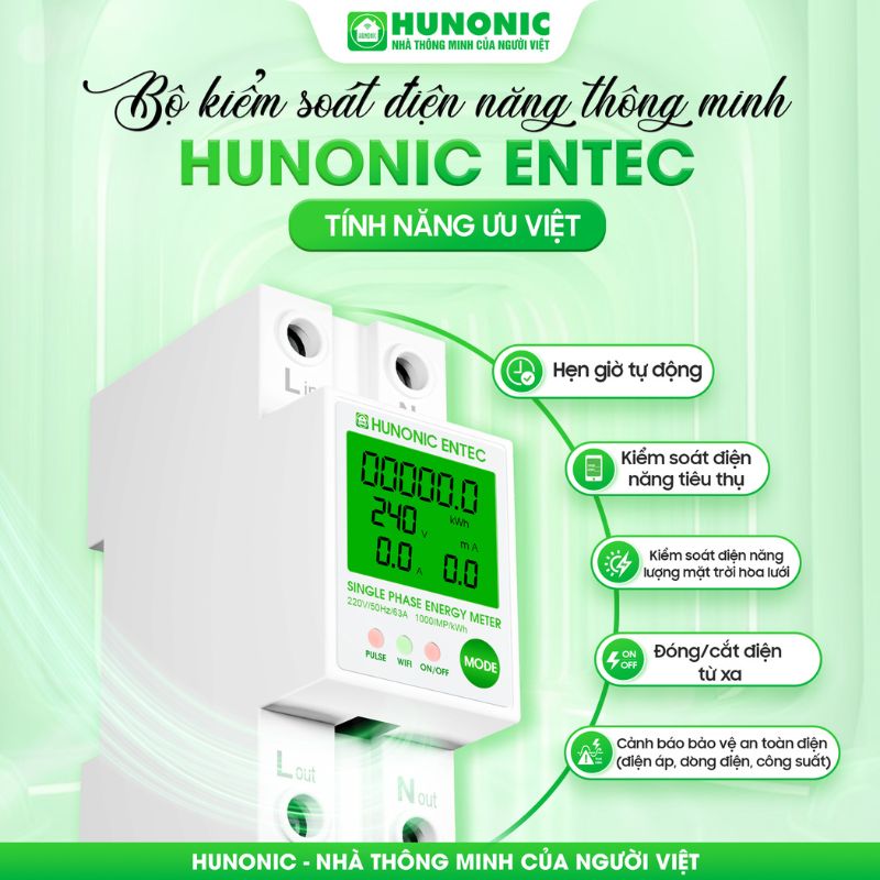 Bộ Kiểm Soát Điện Năng Thông Minh Wifi HUNONIC ENTEC 4