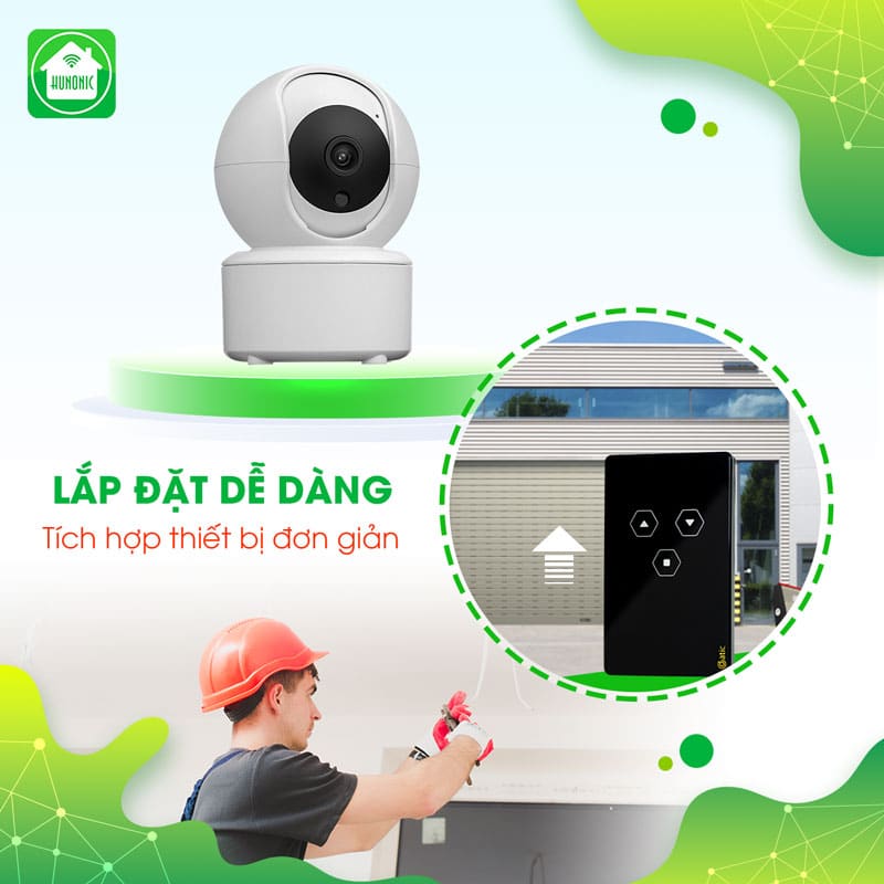 Combo Công Tắc Cửa Cuốn Datic Màu Đen Kết Hợp Camera Icat Mini 3