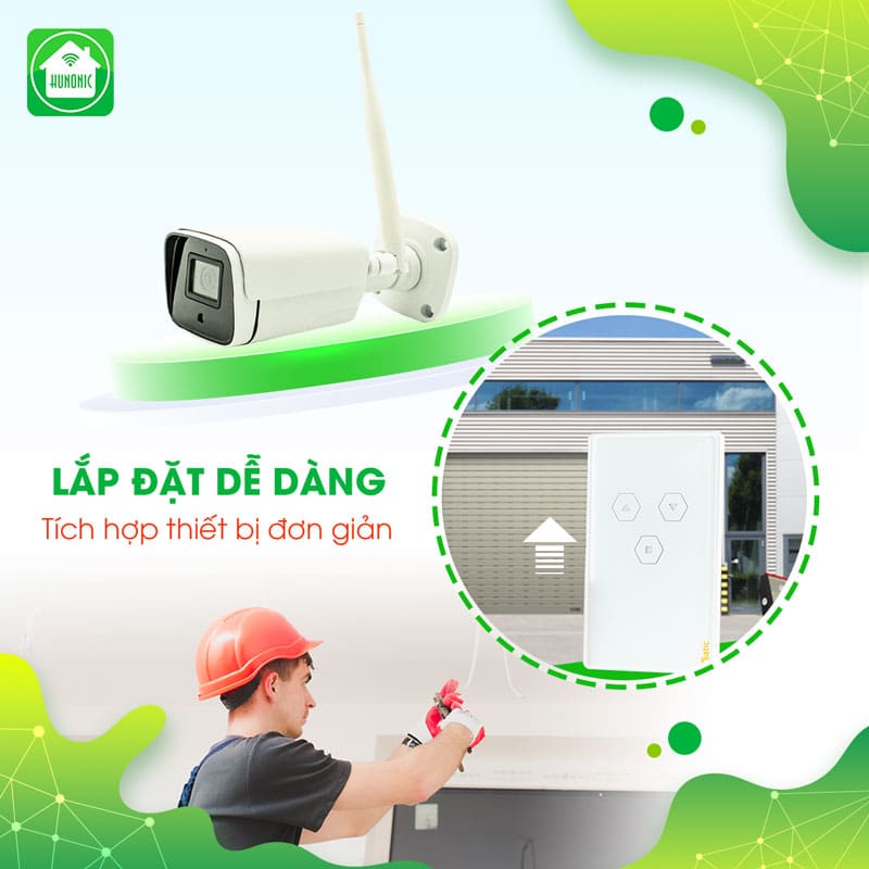 Combo Công Tắc Cửa Cuốn Datic Màu Trắng Kết Hợp Camera Icat Outdoor 2
