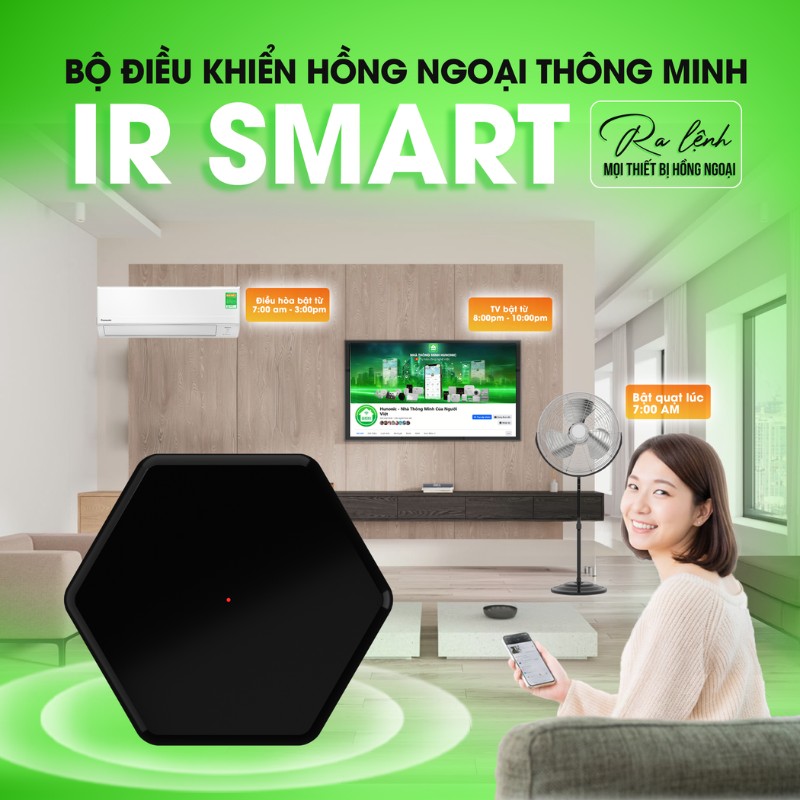 Bộ điều khiển hồng ngoại wifi Hunonic IR Smart, điều khiển Tivi, Điều Hoà qua điện thoại 2