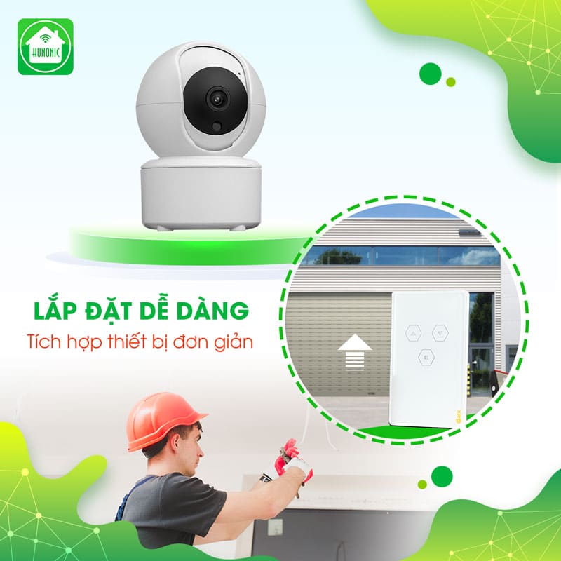 Combo Công Tắc Cửa Cuốn Datic Màu Trắng Kết Hợp Camera Icat Mini 2