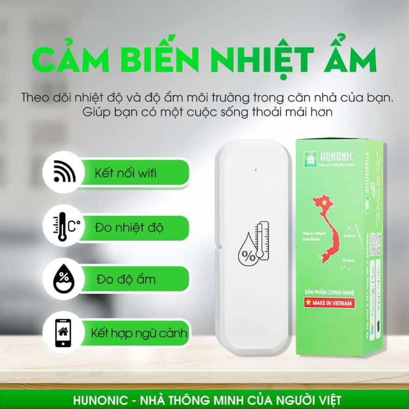 Cảm Biến Nhiệt Ẩm Wifi Hunonic 4
