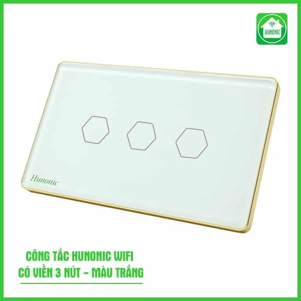 Công Tắc Cảm Ứng Wifi Hunonic Hình Chữ Nhật Viền Vàng 4
