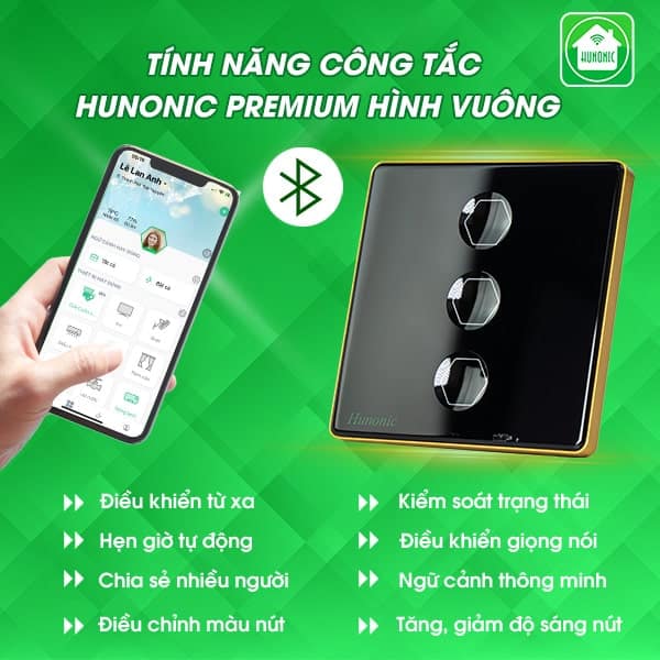 Công Tắc Hunonic Premium Hình Vuông 7