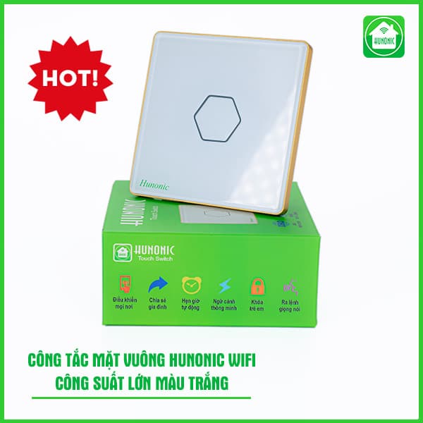 Công Tắc Cảm Ứng Wifi Hunonic Mặt Vuông 5