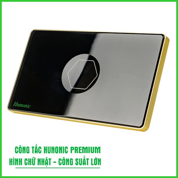 Công Tắc Hunonic Premium Hình Chữ Nhật Viền Vàng 3