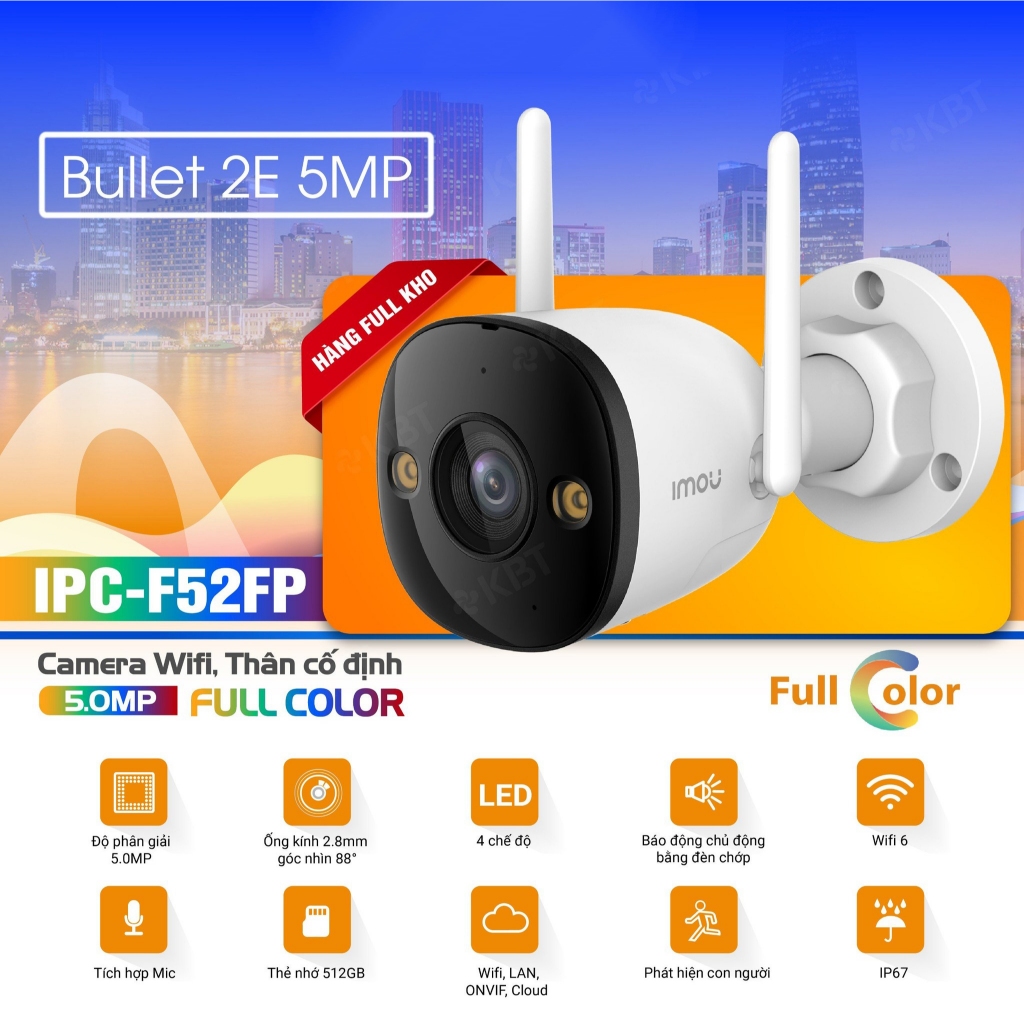 Camera Wifi IMOU Bullet 2E F32FP 3MP/F52FP 5MP Ngoài Trời, Chỉ Thu Âm, Có Màu Ban Đêm 4