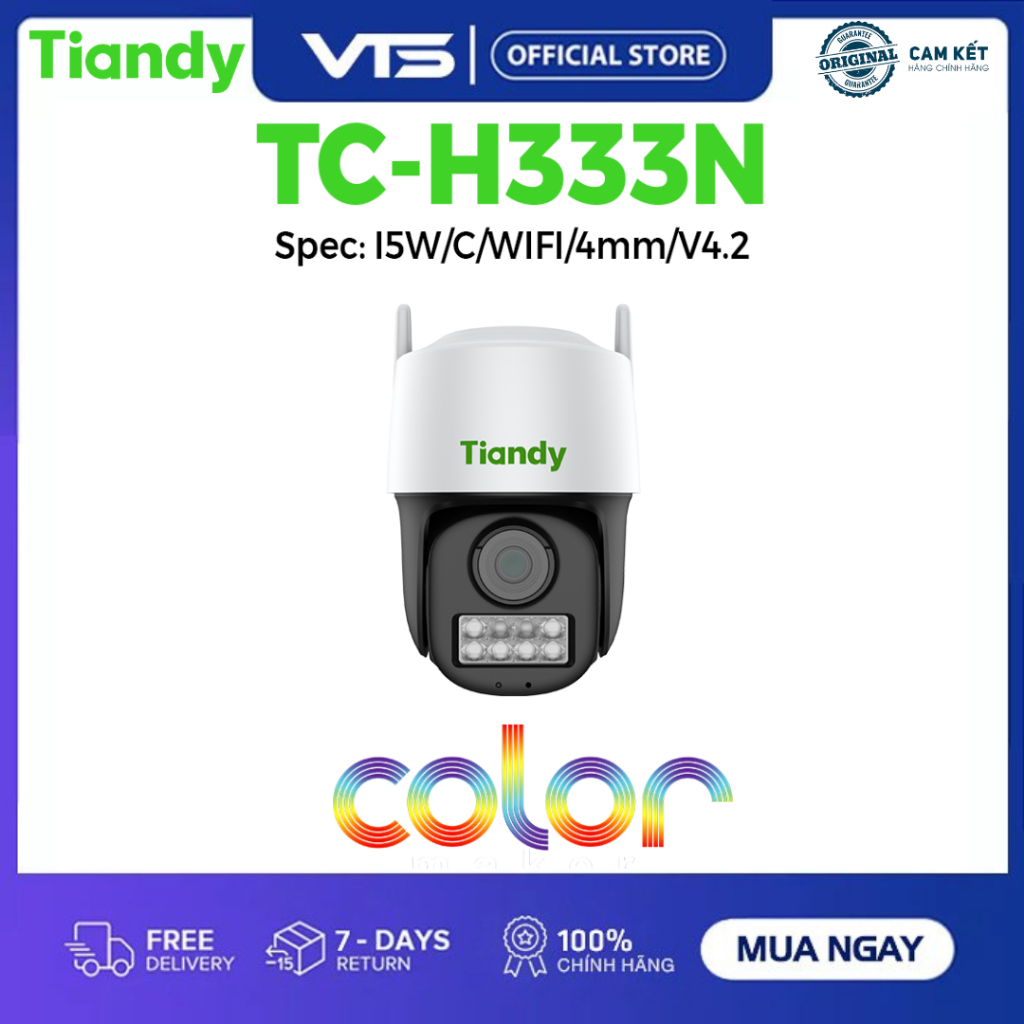 Camera Wifi Ngoài Trời TIANDY TC-H333N|TC-H333K|TC-H334S, Xoay 360 Độ, Có Màu Ban Đêm, Đàm Thoại 2 Chiều 2