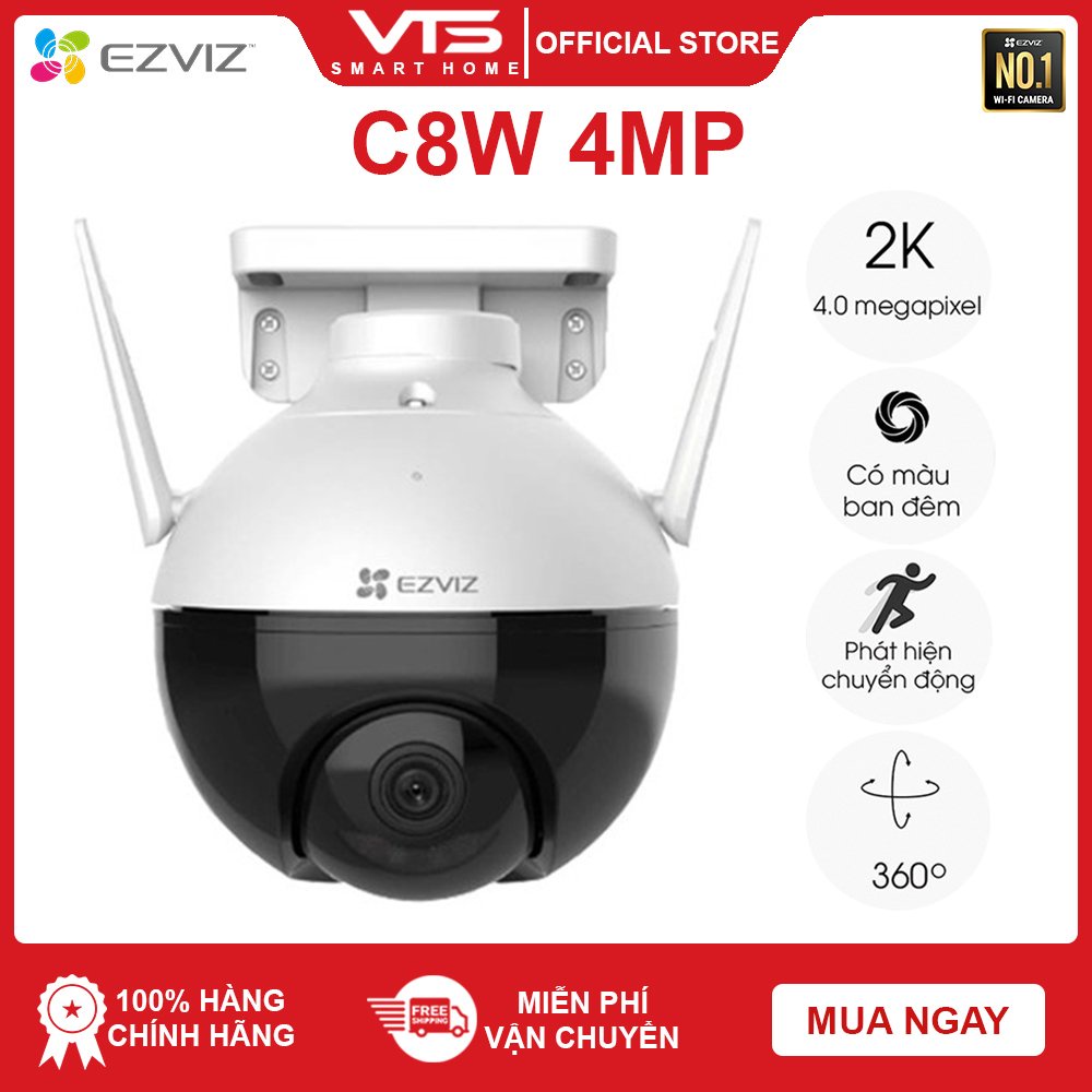 Camera WIFI EZVIZ C8W 4MP Xoay 360 Ngoài Trời EZVIZ, Đàm Thoại 2 Chiều - Màu Ban Đêm Thông Minh, Chính Hãng 24TH 3