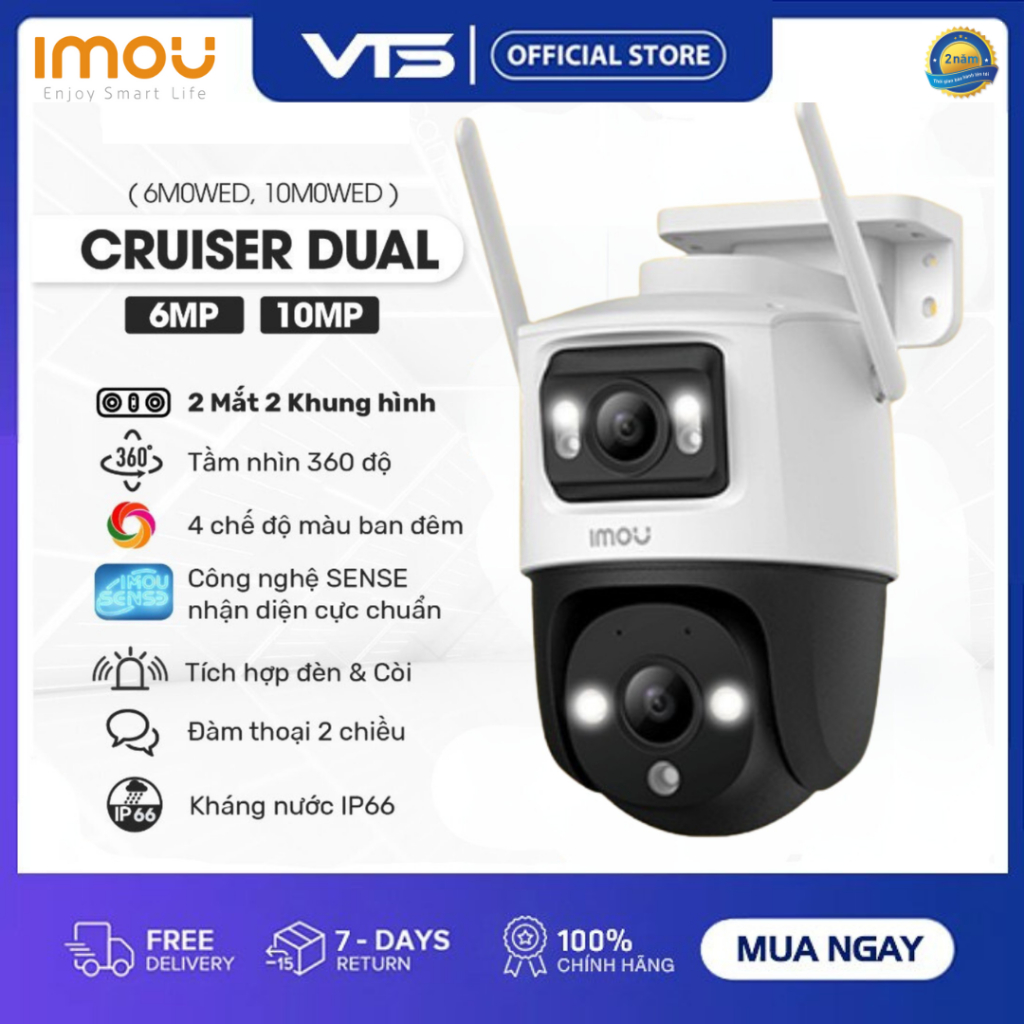 Camera Wifi IMOU 2 Mắt Cruiser Dual 2 S7XEP 10MP, S7XFP Pro 8MP, S7XP 6MP/10MP Ngoài Trời, Có Màu Ban Đêm, Xoay 360 Độ 6