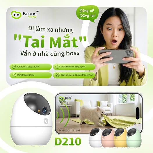 Camera Wifi BeansView Trong nhà D210 3MP, 4 Phiên Bản Màu, Xoay 360 Độ, Đàm Thoại, Ai Thông Minh 7