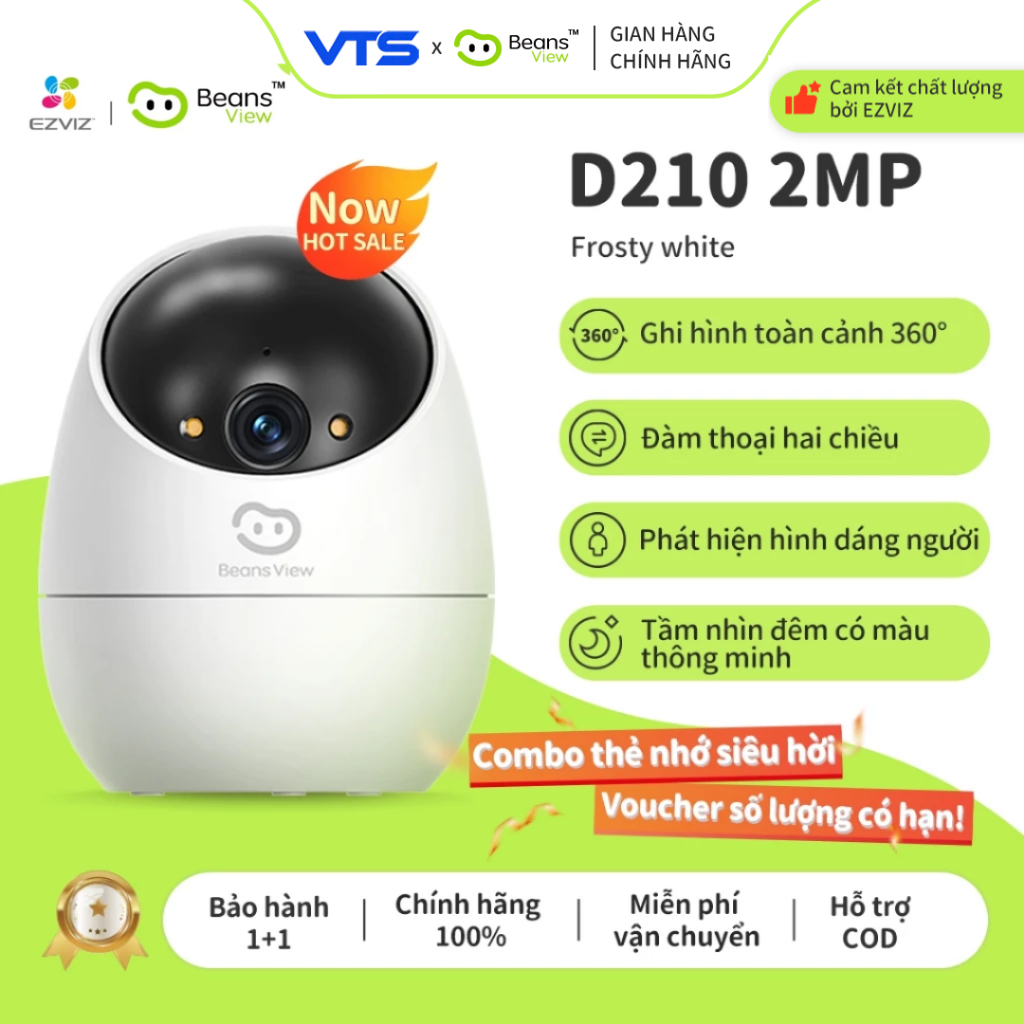 Camera Wifi BeansView D210 2MP/5MP Trong Nhà , Xoay 360 Độ, Đàm Thoại, Phát Hiện Người Và Thú Cưng 3
