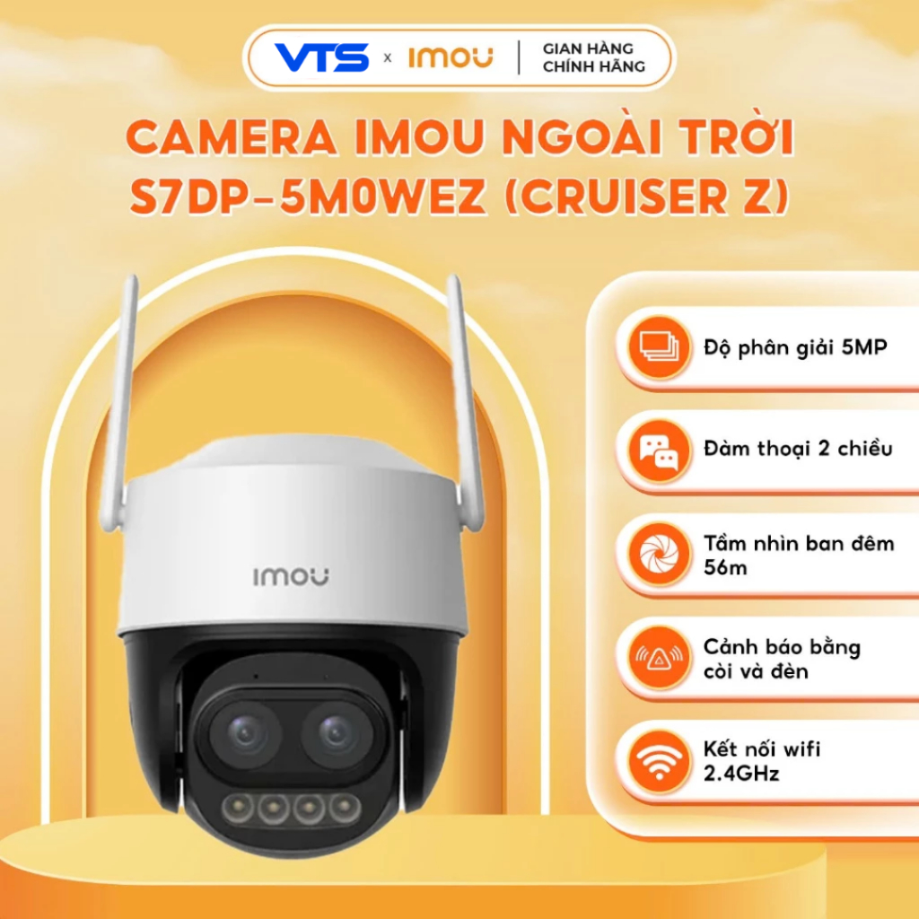Camera Wifi IMOU CRUISER Z S7DP 3K 5MP, Zoom 12X, Ống Kính Kép, Xoay 360 Độ, Đàm Thoại 2 Chiều, Có Màu Ban Đêm 4