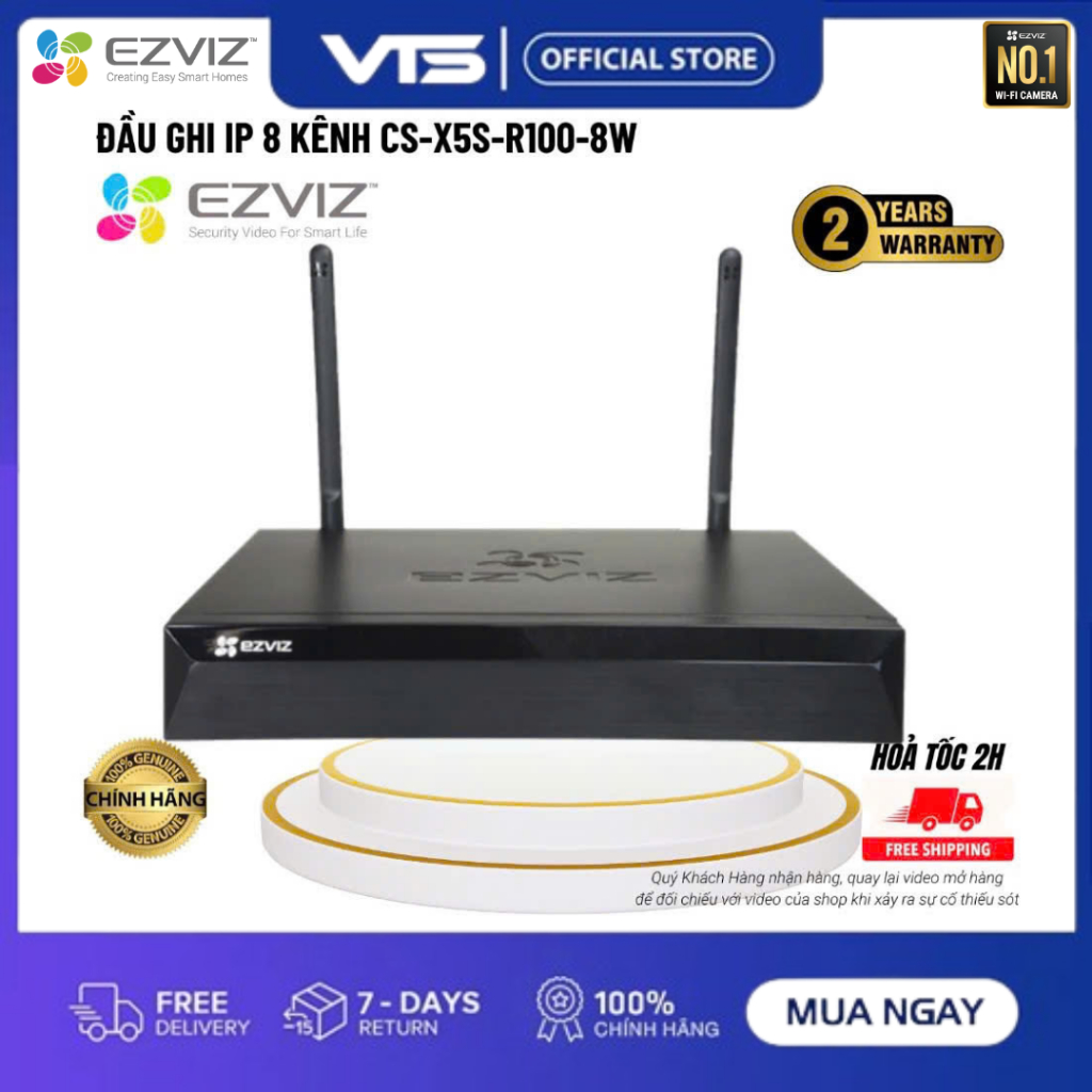 Đầu Ghi Hình EZVIZ X5S 4 Kênh 4W / 8 Kênh 8W, Kết Nối Camera Wifi EZVIZ Tối Đa 5MP, Hổ Trợ Ổ Cứng 8TB, NVR, BH 2 Năm VTS 10