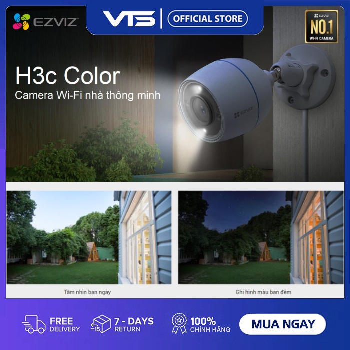 Camera IP Wifi EZVIZ H3C 2MP Color, Full HD - Có Màu Ban Đêm - H.265 Ngoài Trời, Chuẩn IP67 - VTS VN 4