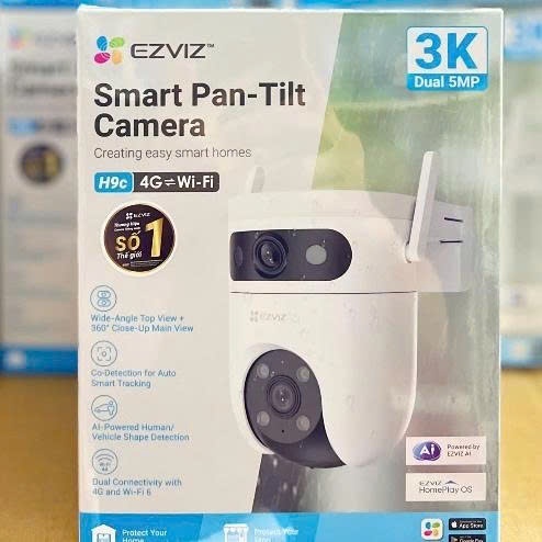 Camera 4G/Wifi EZVIZ H9C 4G 10MP (5MP + 5MP) Ngoài Trời, Có Màu, Đàm Thoại, Xoay 360 Độ, AI 6