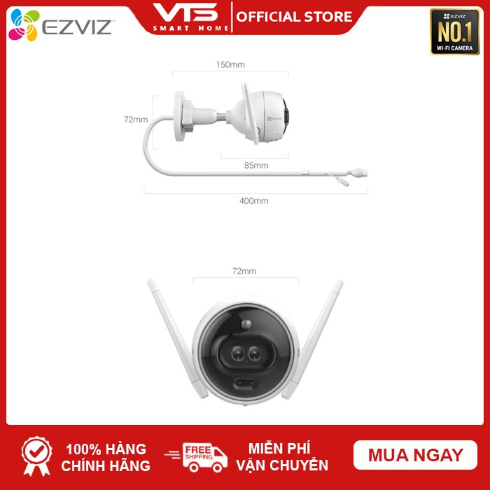 [NPP CHÍNH HÃNG] Camera IP Wifi Ngoài Trời Ezviz C3X Bản Mắt Kép Có Màu Ban Đêm Full HD 1080P - Hàng Chính Hãng - VTS 9