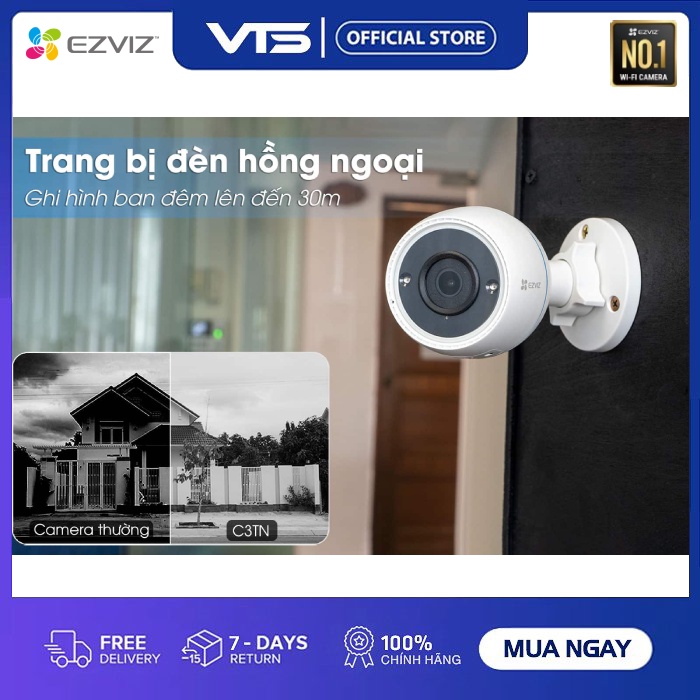 Camera Wifi EZVIZ H3C 2MP Full HD - H.265 Ngoài Trời, Mic, Hồng Ngoại Ban Đêm - Chuẩn IP67 - VTS Smarthome 4