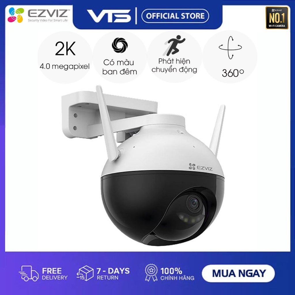 Camera WIFI EZVIZ C8W 4MP Xoay 360 Ngoài Trời EZVIZ, Đàm Thoại 2 Chiều - Màu Ban Đêm Thông Minh, Chính Hãng 24TH 2