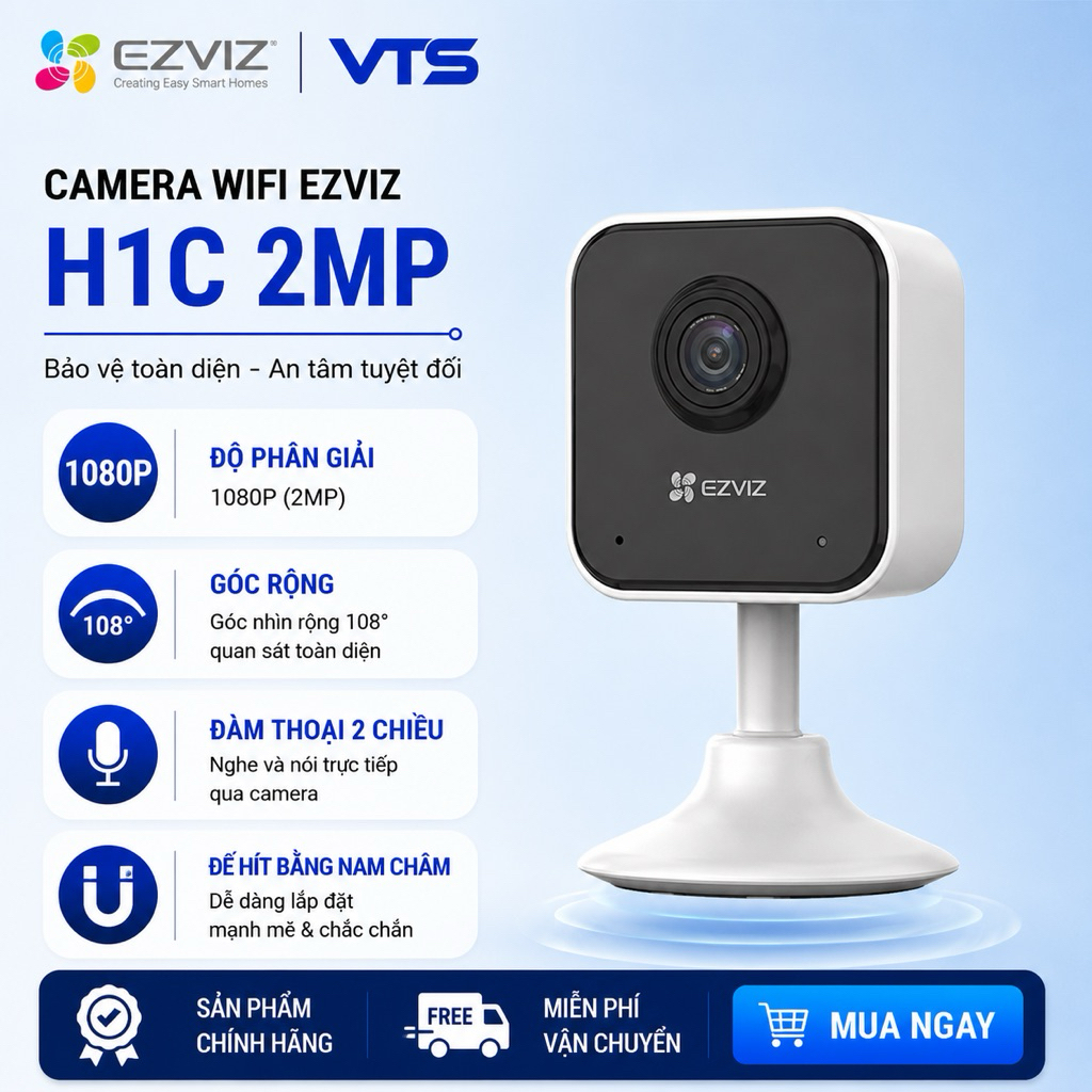 Camera WIFI EZVIZ C1HC, H1C Type C, C1T, C1C-B, 2MP 1080P Góc Rộng 108 Độ, Đàm Thoại 2 Chiều C1C, C1 Seri - VTS 2
