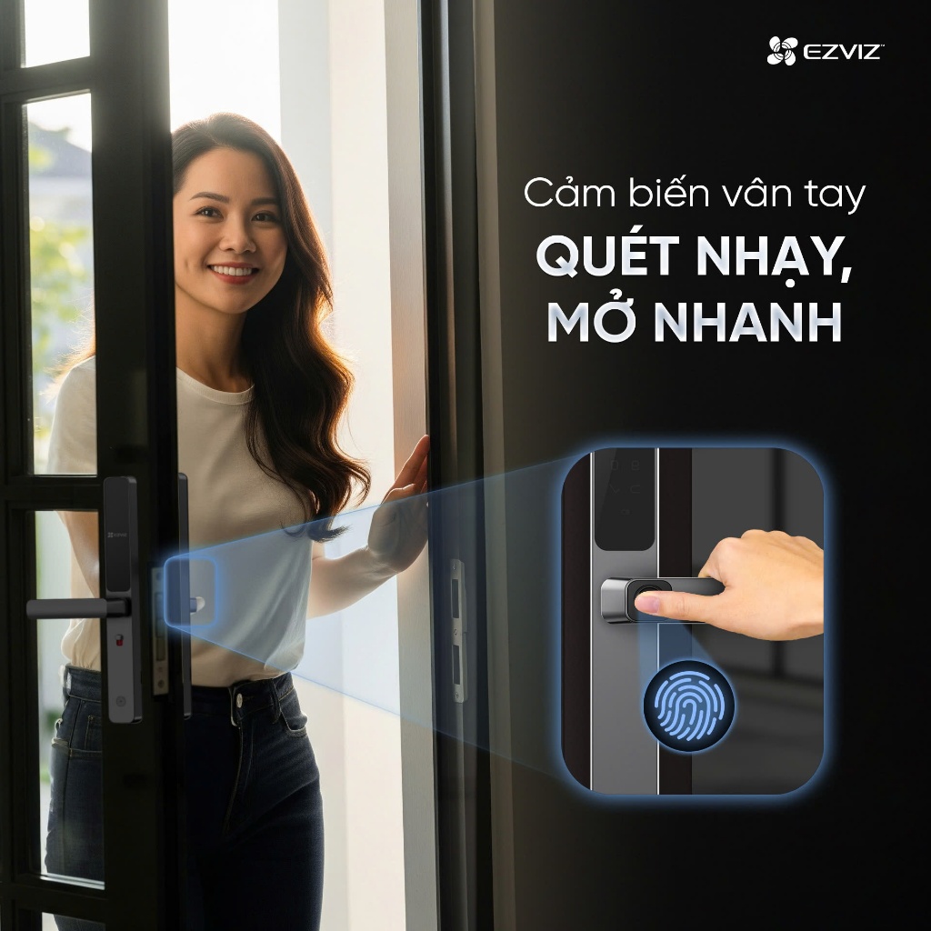Khóa Vân Tay EZVIZ DL06/DL06 Pro - Phù Hợp Cửa Nhôm, Khóa Từ Xa Qua App, Vân Tay, Thẻ Từ, Mật Khẩu 9