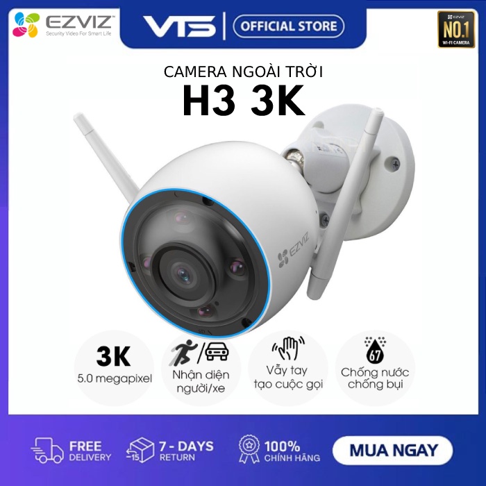 Camera Wifi EZVIZ H3 2K 3MP/H3 3K 5MP, Đàm Thoại 2 Chiều, Có Màu Ban Đêm, Chuẩn H.265 - VTS VN 2