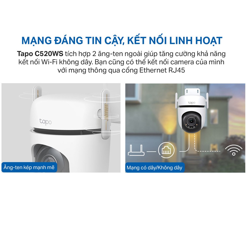 Camera WiFi TP-Link Tapo C510W / C520WS / C530WS Ngoài Trời, Xoay 360 Độ, Chính Hãng 8