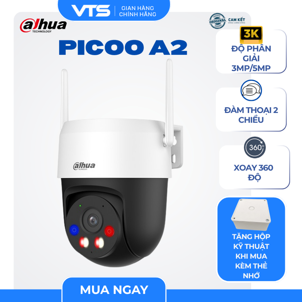 Camera Wifi DAHUA PICOO A2 DH-P3AS-PV 3MP/ DH-P5AS-PV 5MP Ngoài Trời, Xoay 360 Độ, Có Màu Ban Đêm, Đàm Thoại 4