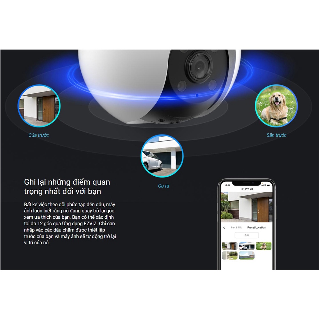 Camera WiFi EZVIZ H8 PRO 2K 3MP, Full Color, Xoay 360 độ, Đàm Thoại 2 Chiều, Phát Hiện Chuyển Động - VTS SmartHome 7