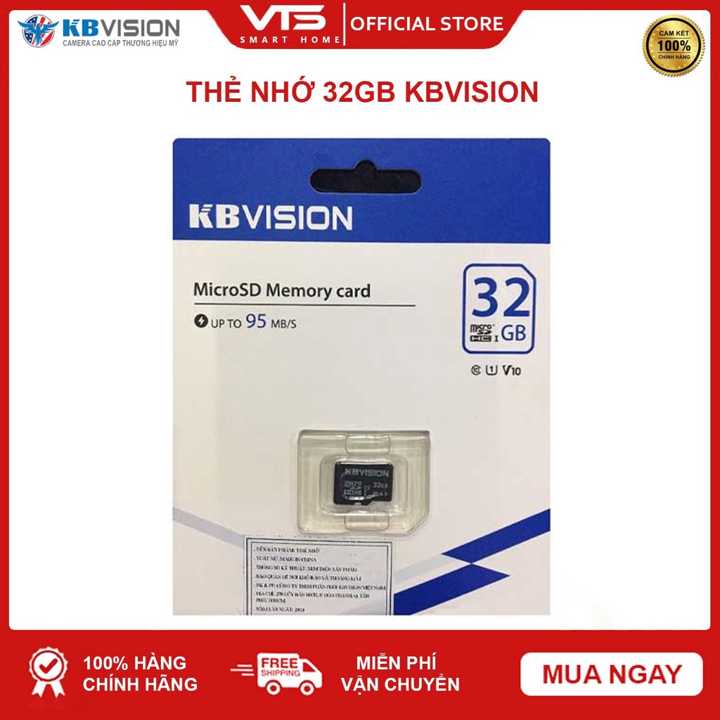 Thẻ nhớ KBVISION 32GB MicroSD Ultra Class 10, 32GB | 64GB | 128GB Chuyên dụng cho Camera - VTS SmartHome