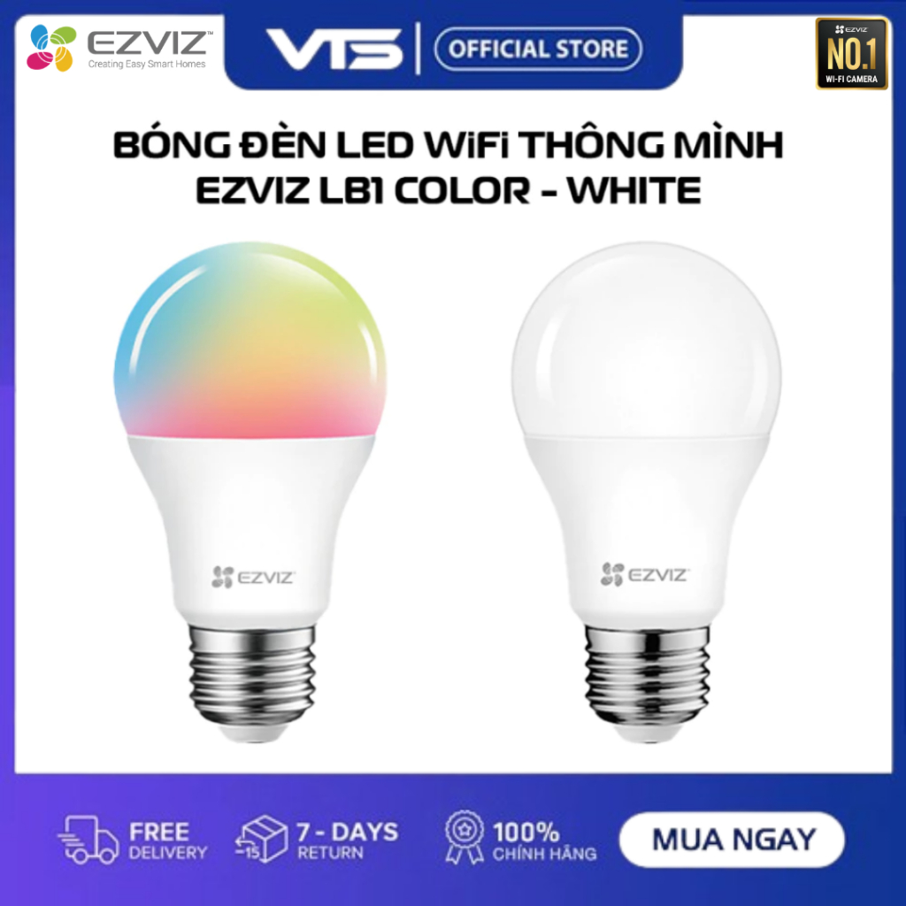 Bóng Đèn Thông Minh EZVIZ LB1 Color, 16 Triệu Màu, Kết Nối Wifi/ Đui Đèn Wifi HUNONIC Thông Minh 4