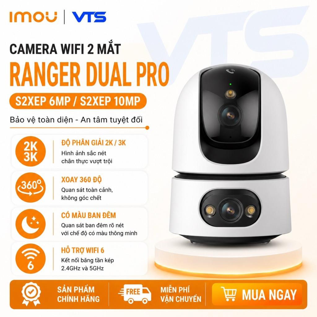 Camera Wifi IMOU 2 Mắt Ranger Dual Pro S2XEP 6MP/10MP, Ranger Dual S2XP 6MP/10MP, Xoay 360 Độ, Đàm Thoại 2 Chiều 3