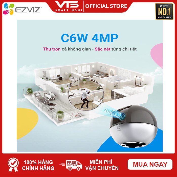 Camera IP WIFI EZVIZ C6W 2K 4MP, E6 3K 5MP - Xoay 360 Độ, Đàm Thoại 2 Chiều, Theo Dõi Chuyển Động - VTS SmartHome 7