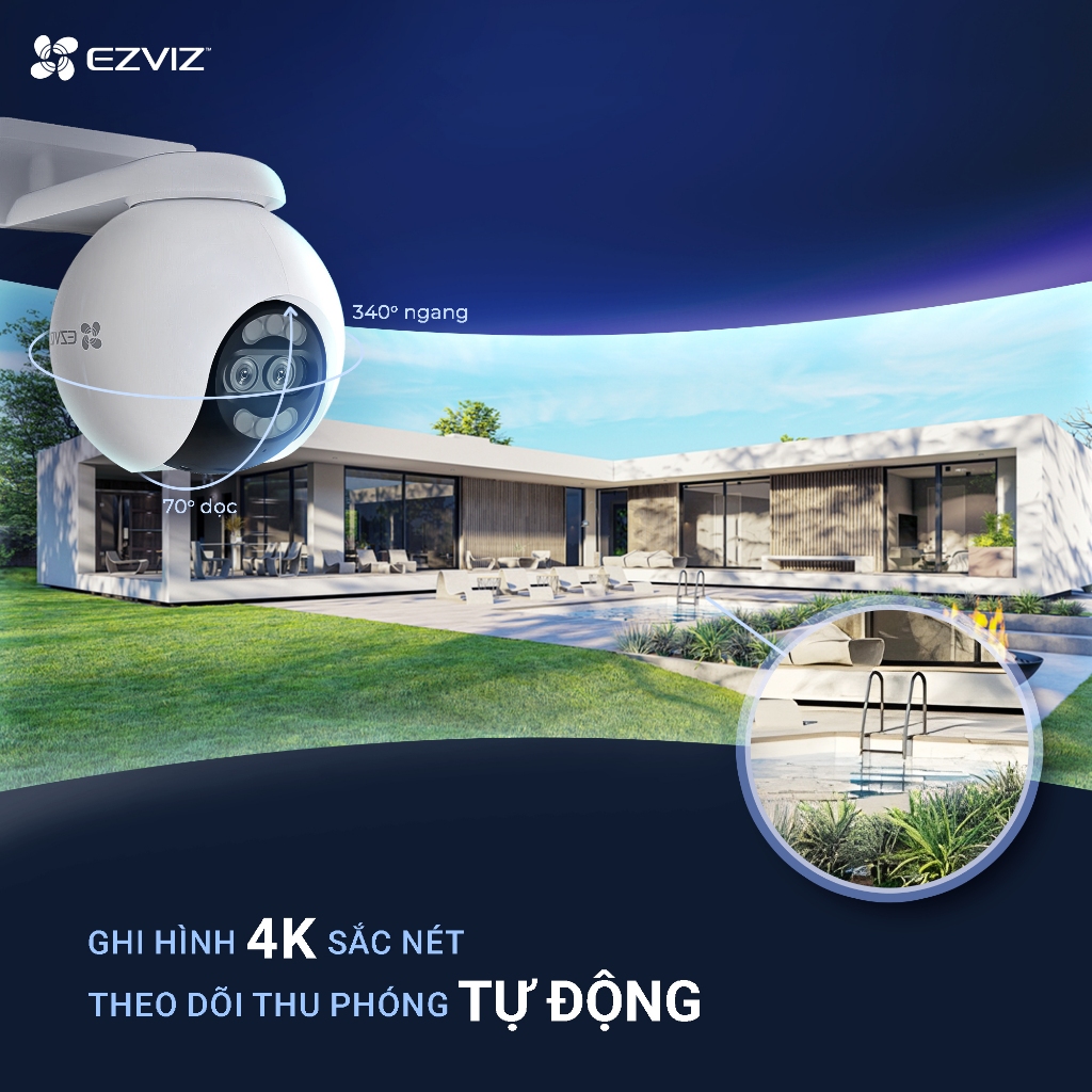 Camera Wifi EZVIZ H80X 4K 8MP, H8X 2K+ 4MP, H8 Pro 5MP, Xoay 360, Đàm Thoại 2 Chiều, Có Màu Ban Đêm 7