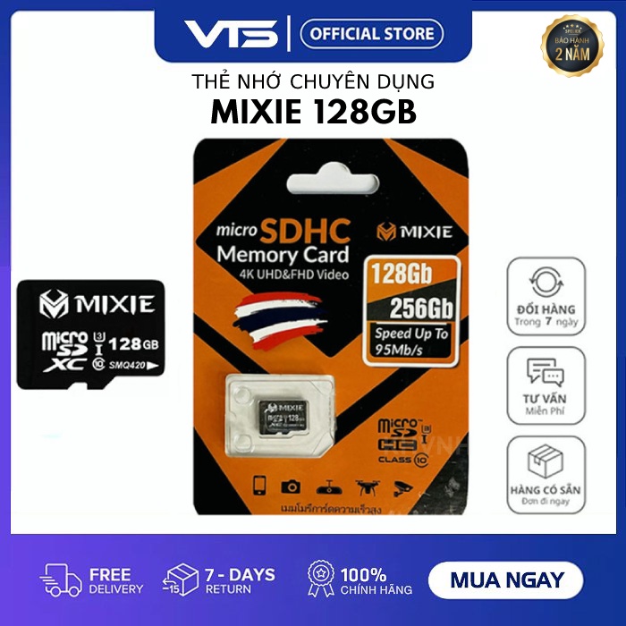 [NPP CHÍNH HÃNG] Thẻ nhớ Micro SD Mixie 128GB 95MB/s U3, Chuyên dụng cho Camera Chính Hãng, Bảo Hành 3 Năm - VTS Store 2