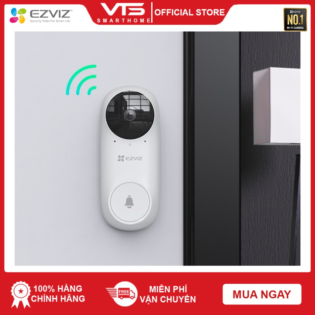 Chuông cửa không dây kèm camera EZVIZ DB2C, Còi báo động chống trộm, Góc Quan Sát Đọc 160°, Tầm Nhìn Ban Đêm Lên Tới 6m 7