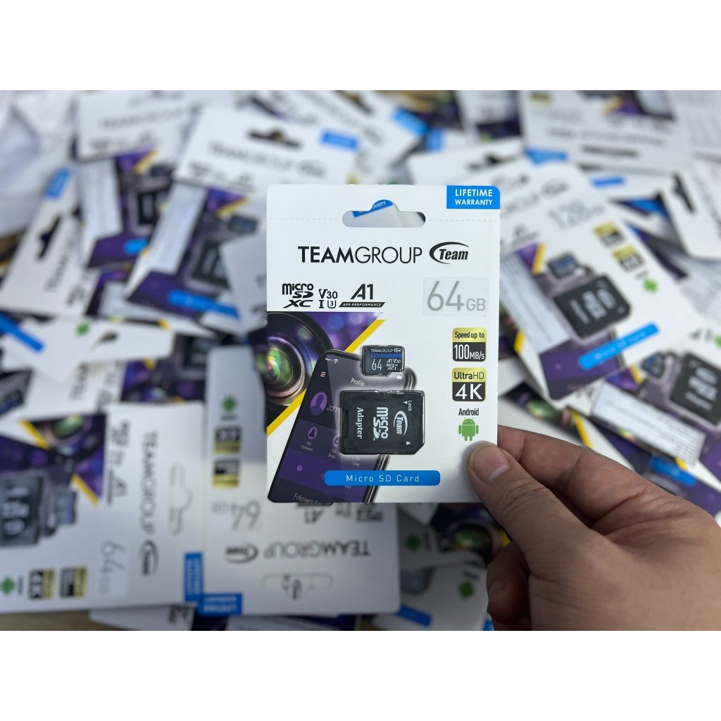 Thẻ Nhớ Micro SDXC TeamGroup 128GB, 64GB, 32GB UHS-I U3 V30 A1 upto 100MB/s kèm Adapter - Chuyên dùng cho Camera 6