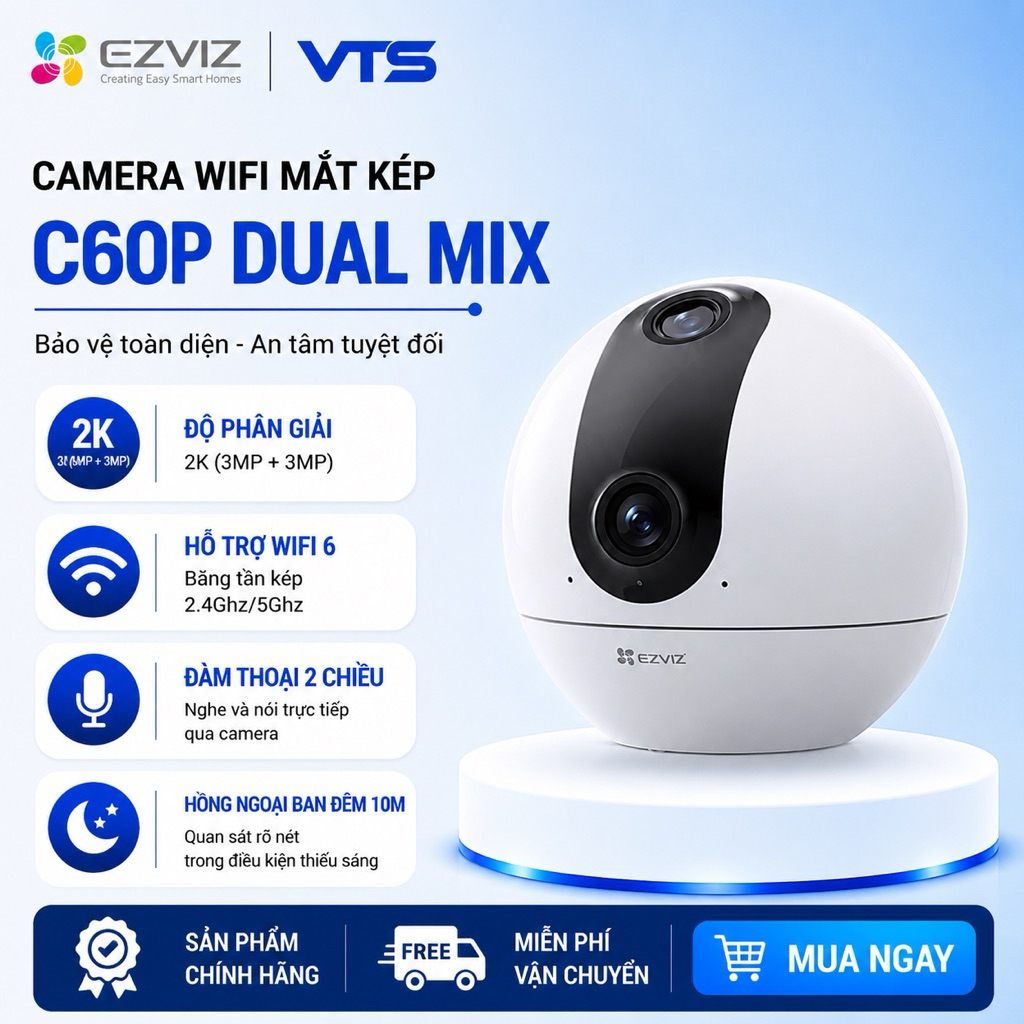 Camera Wifi EZVIZ C60P 2K (3MP+3MP), C6C 4K 8MP, H6 3K 5MP - Đàm Thoại 2 Chiều, Theo Dõi Chuyển Động 3