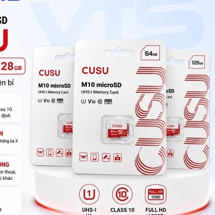 Thẻ Nhớ MicroSD CUSU 32GB/64GB/128GB Tốc Độ Cao, Ghi Ổn Định, Chuyên Dùng Cho Camera, Bảo Hành 5 Năm