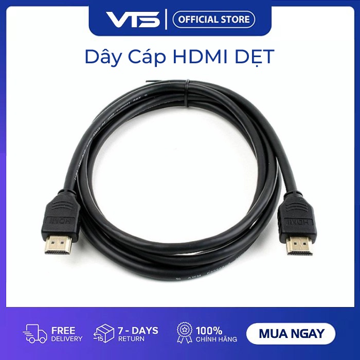 Dây Cáp HDMI 1.5m 3m 5m 10m dẹt đen - Dây cáp kết nối cổng HDMI 2 đầu tốt chống nhiễu - Việt Toàn Smarthome 2