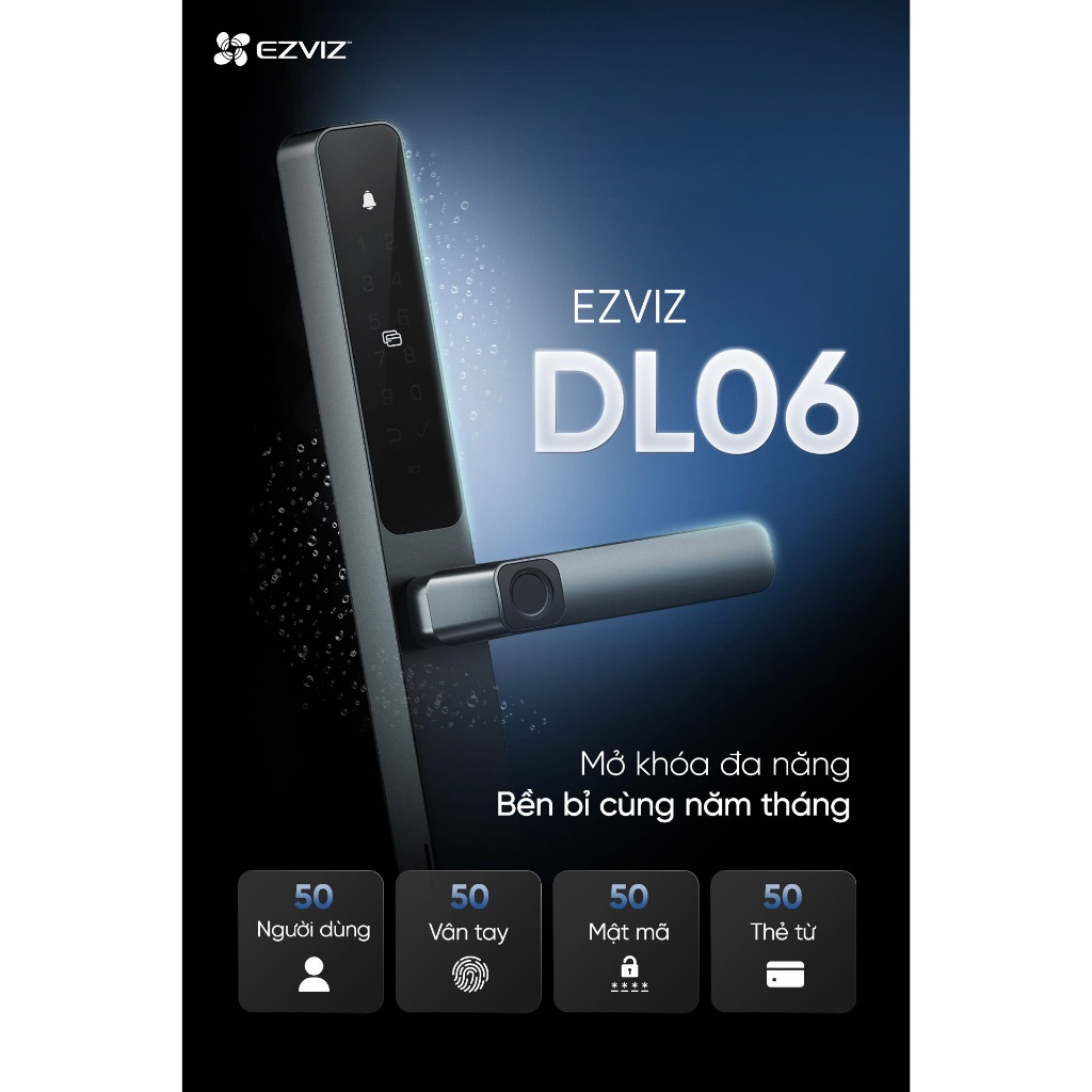 Khóa Vân Tay EZVIZ DL06/DL06 Pro - Phù Hợp Cửa Nhôm, Khóa Từ Xa Qua App, Vân Tay, Thẻ Từ, Mật Khẩu 2