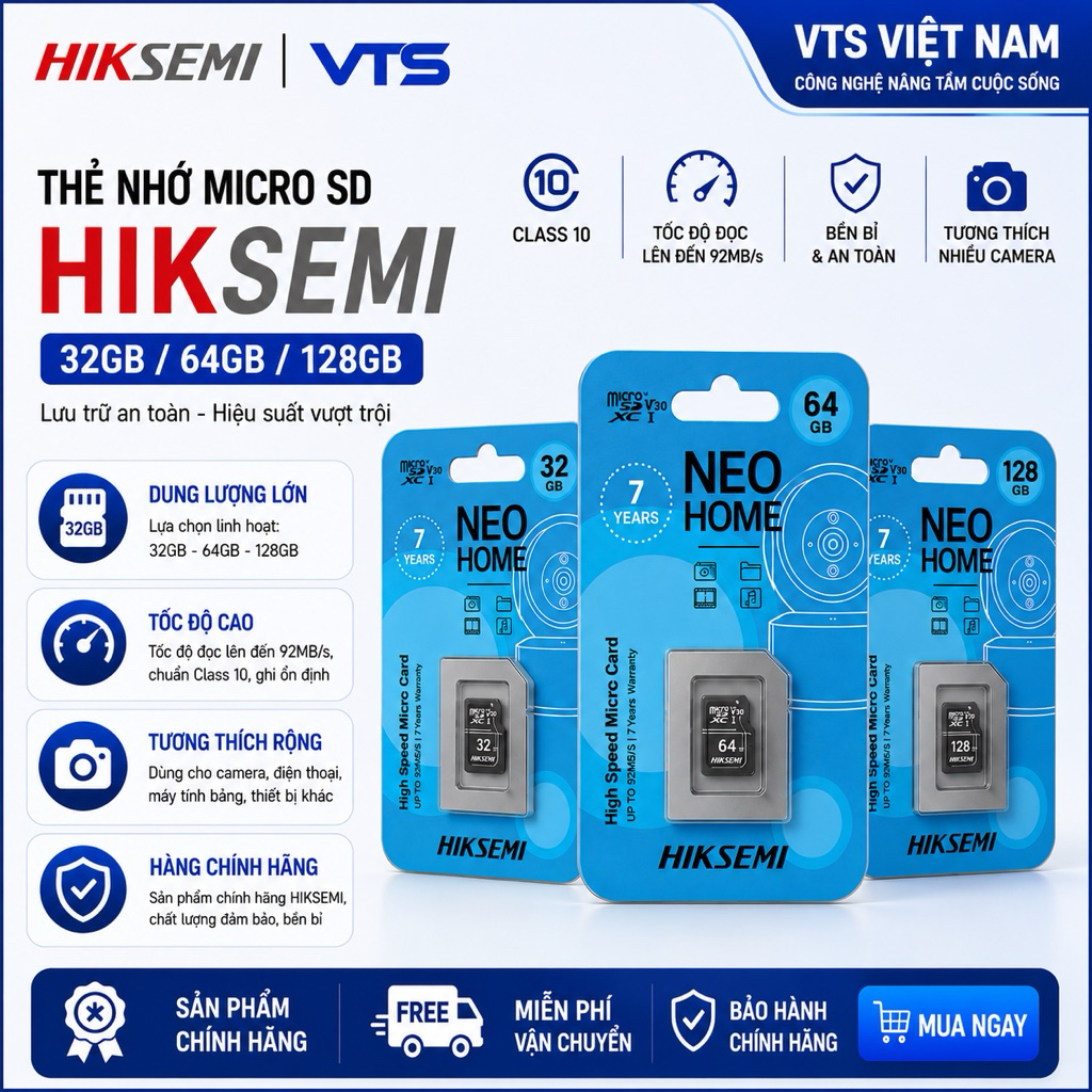 Thẻ Nhớ Micro SD 32GB/64GB/128GB HIKSEMI (HIKVISION) Class 10, 92MB/S - Chuyên Dụng Cho Camera,... 2