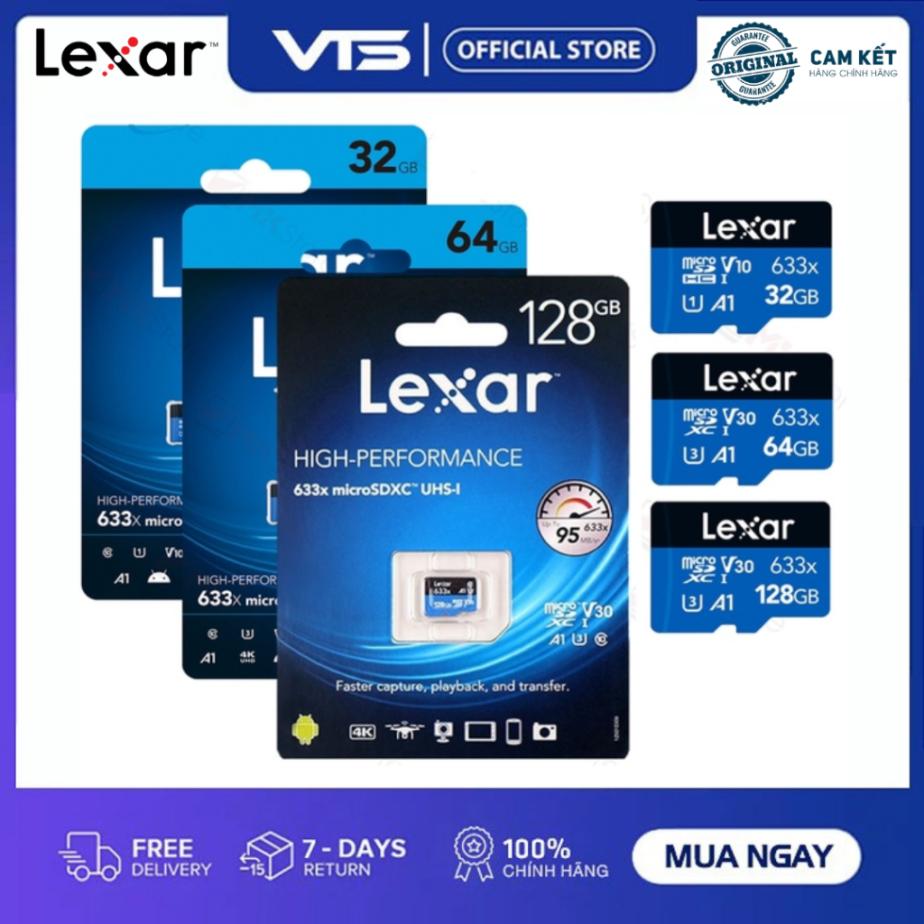 Thẻ nhớ Micro SD LEXAR 32GB/ 64GB/ 128GB Chính Hãng , A1 Class 10, Chuyên Dùng Cho Camera Quan Sát - VTS SmartHome 2