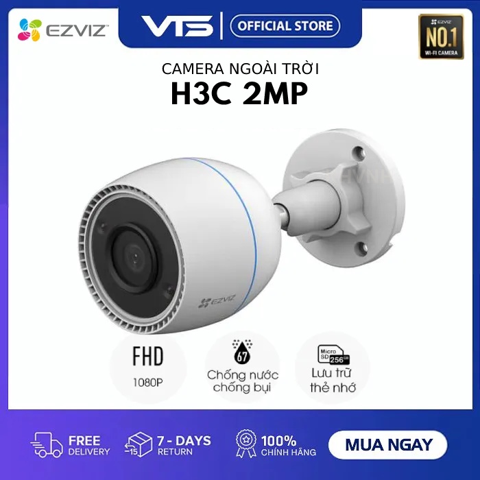 Camera Wifi EZVIZ H3C 2MP Full HD - H.265 Ngoài Trời, Mic, Hồng Ngoại Ban Đêm - Chuẩn IP67 - VTS Smarthome 2