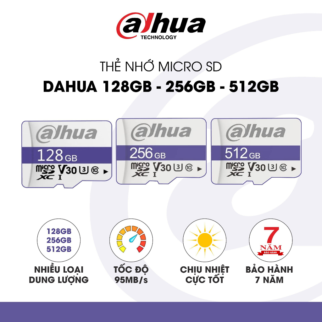 Thẻ Nhớ Micro SD DAHUA 128GB | 64GB | 32GB Tốc Độ Đọc 95MB/S Chính Hãng, Chuyên Dụng Cho Camera, Bảo Hành 7 Năm 2