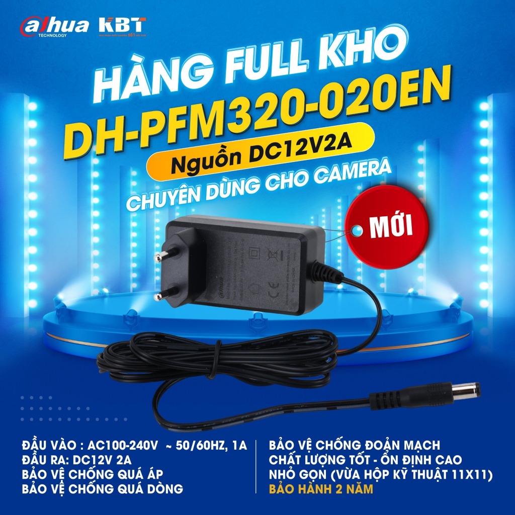 Nguồn Camera DAHUA 12V-2A DH-PFM320-020EN, Nguồn 12V2A chuyên dụng camera, Adapter Camera CCTV 3